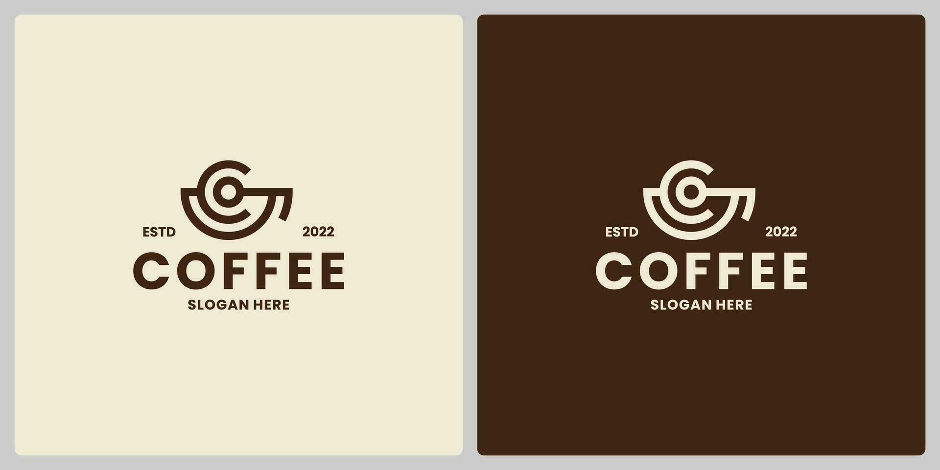 coffee cup with letter C  logo design retro style vector