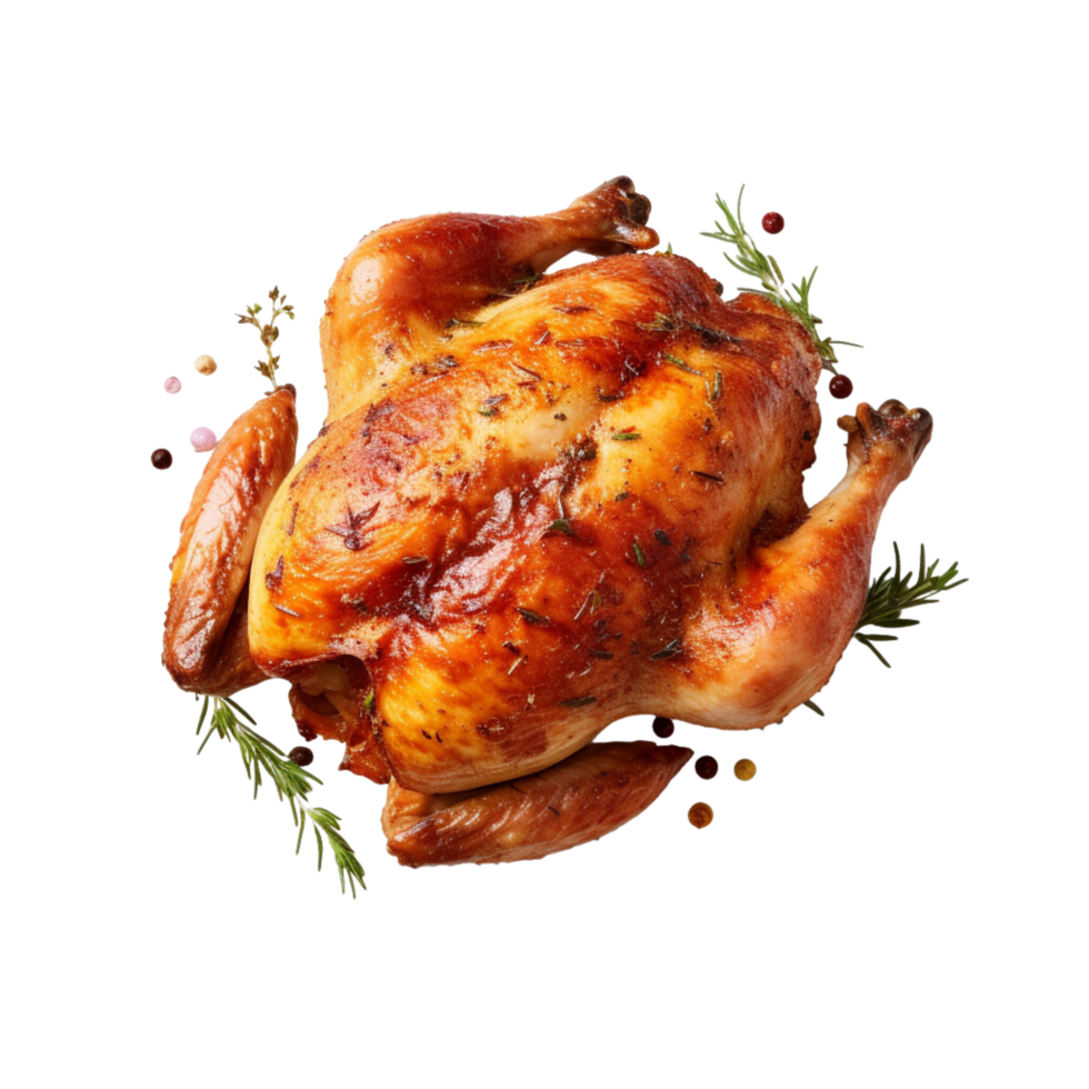 Roasted Chicken, Transparent on a transparent background. png