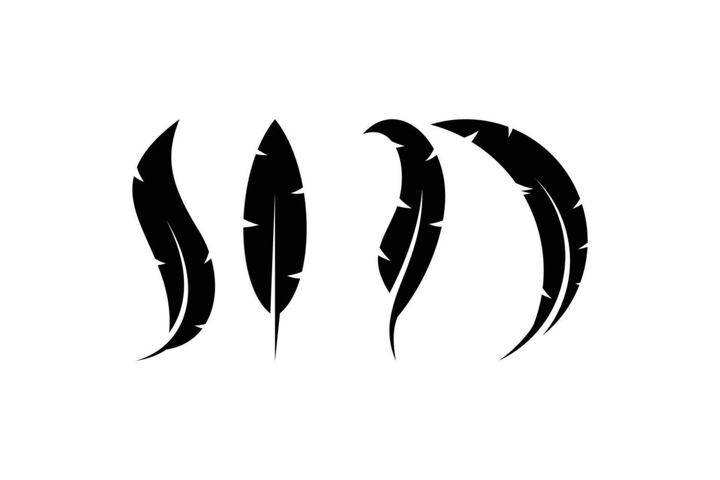 Feather vector icon logo collection. Silhouette feather pen symbol.