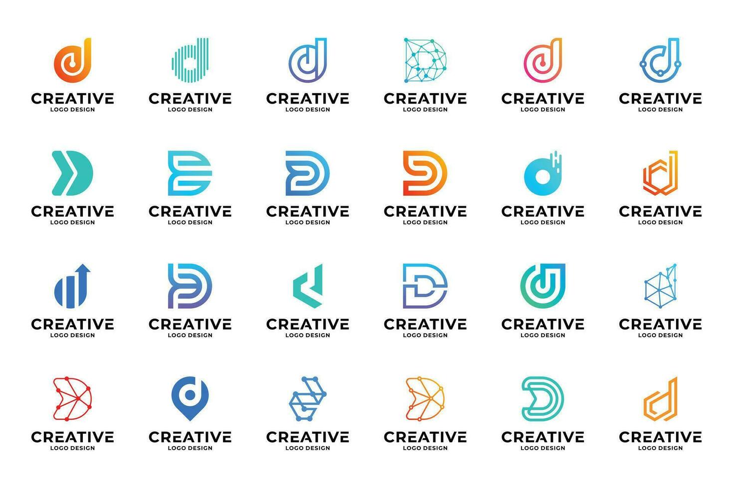 Set of collection letter D logo design templates. Abstract initial letters D symbol logo vector. vector