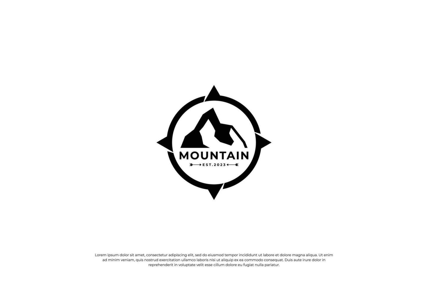 Creative mountain compass combination logo design vector