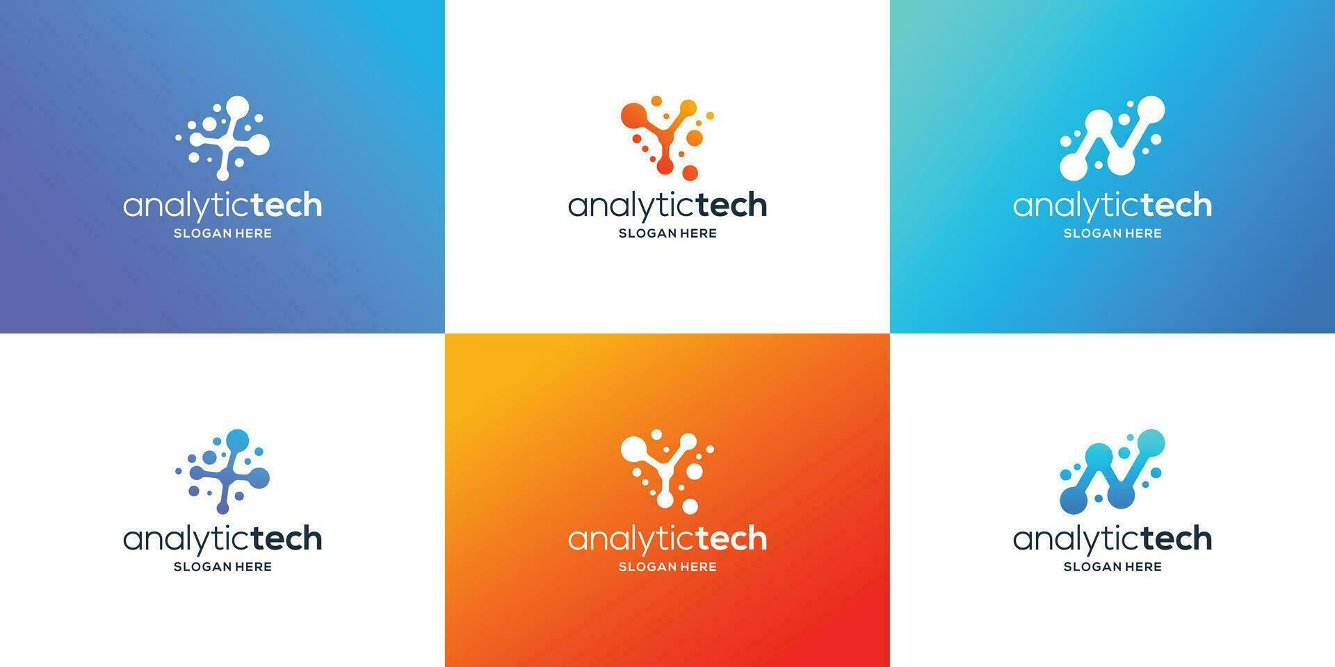 analytic tech logo design collection. gradient molecule logo vector