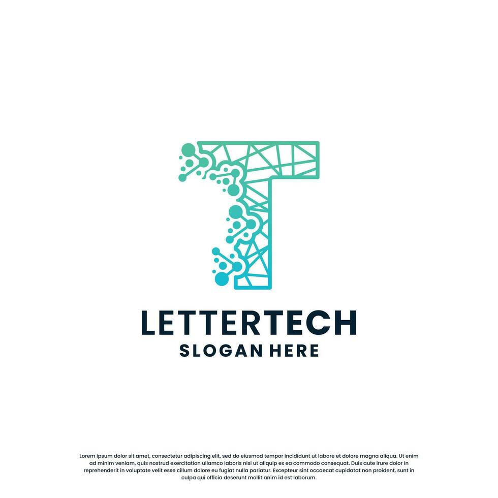 creative letter T tech, science, lab, data computing logo design for your business identity vector