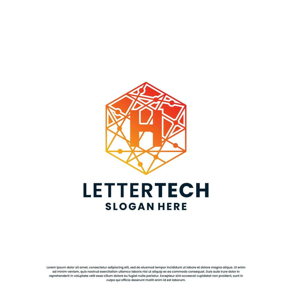 letter H logo design for technology, science and lab business company identity vector