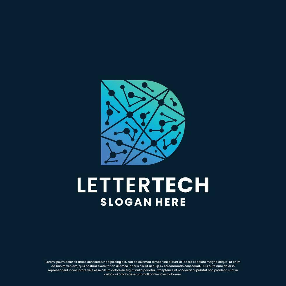 letter D logo design for technology, science and lab business company identity vector