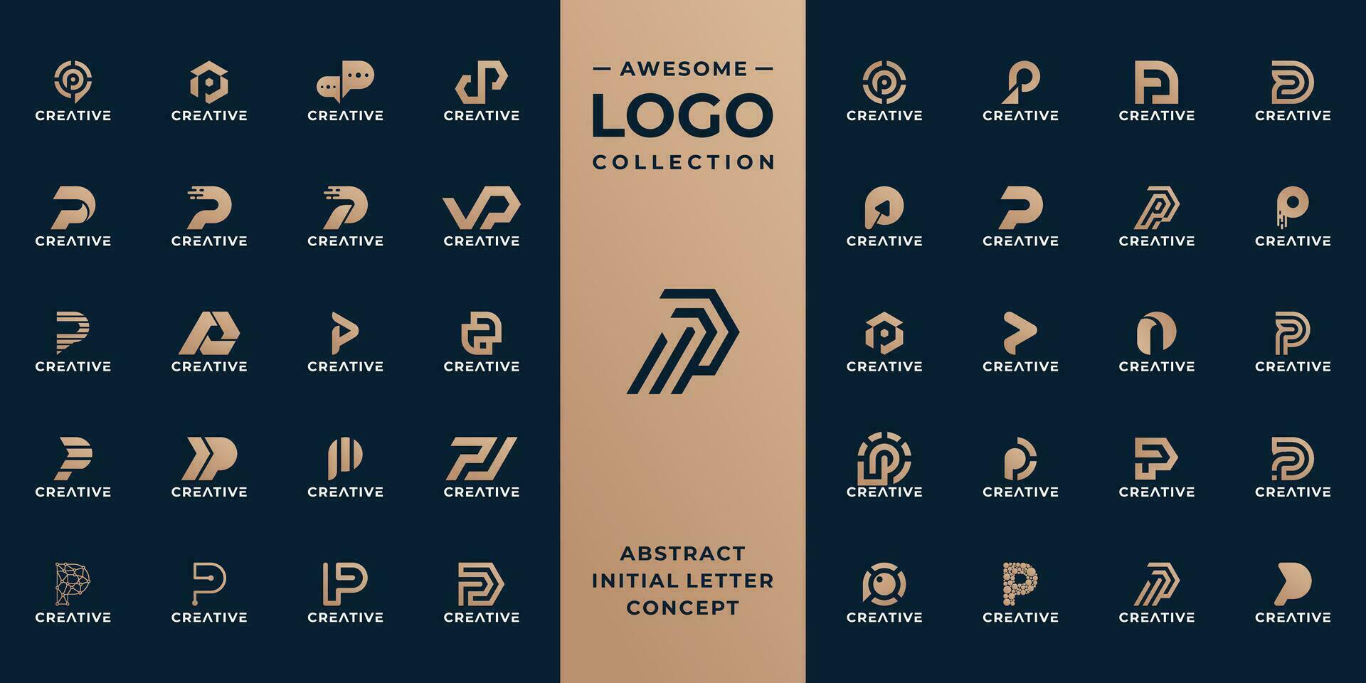 Mega collection initial letter P logo design idea. vector