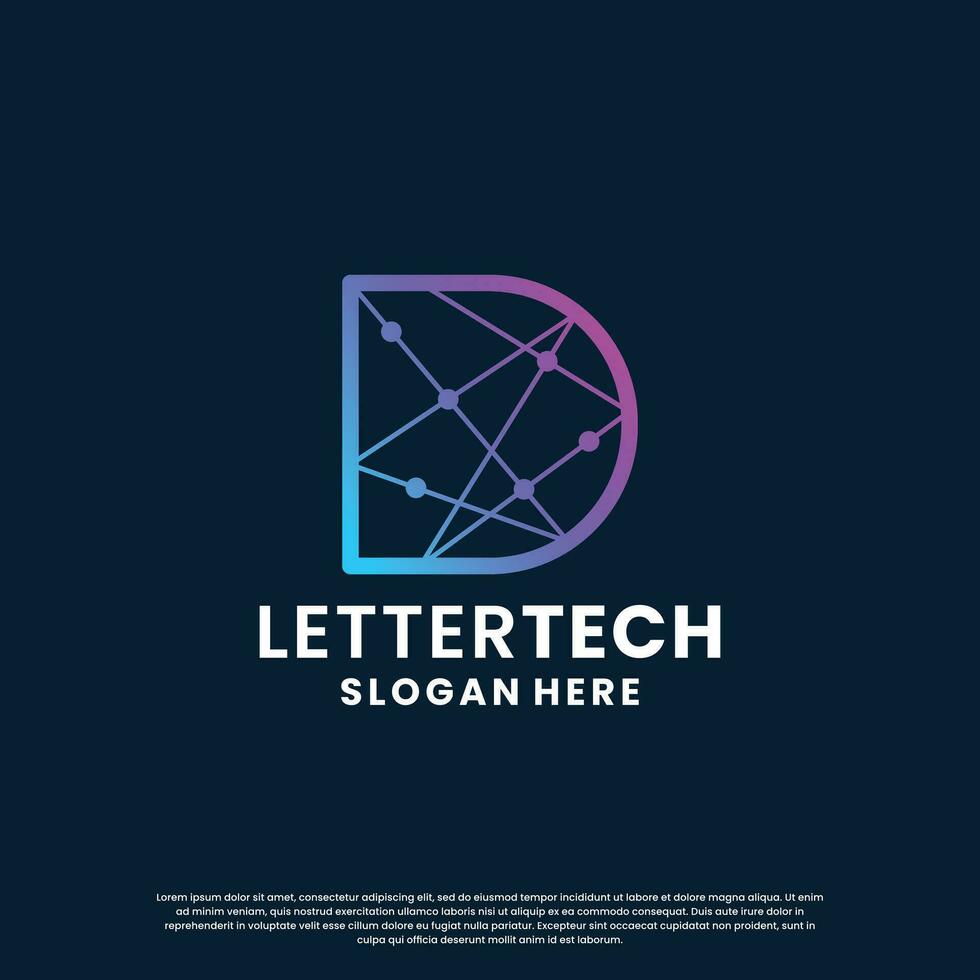 creative letter D tech, science, lab, data computing logo design for your business identity vector