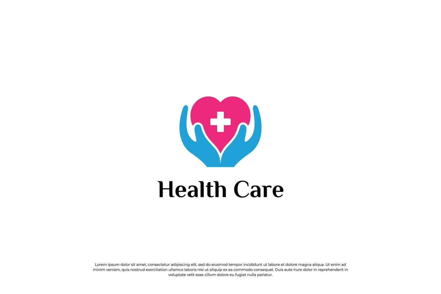 medical, healthcare logo design with hand and love shape combination. vector