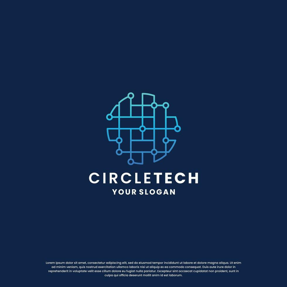 world technology logo design. abstract logo for technology. circle and circuit connection concept vector