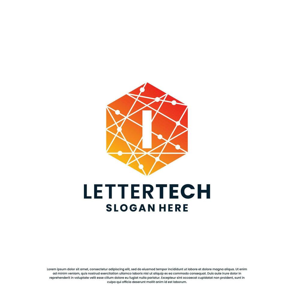 letter I logo design for technology, science and lab business company identity vector