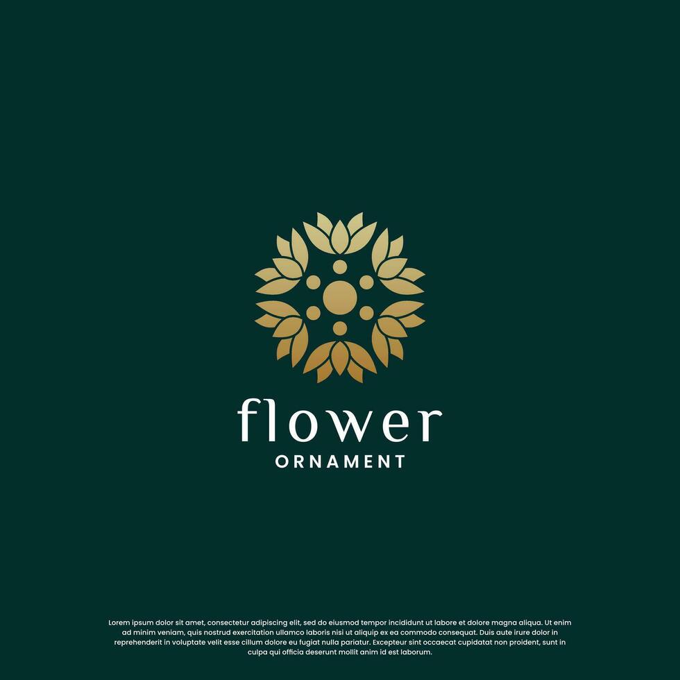 luxury boutique logo design. flower ornament logo template. monogram concept with golden color vector