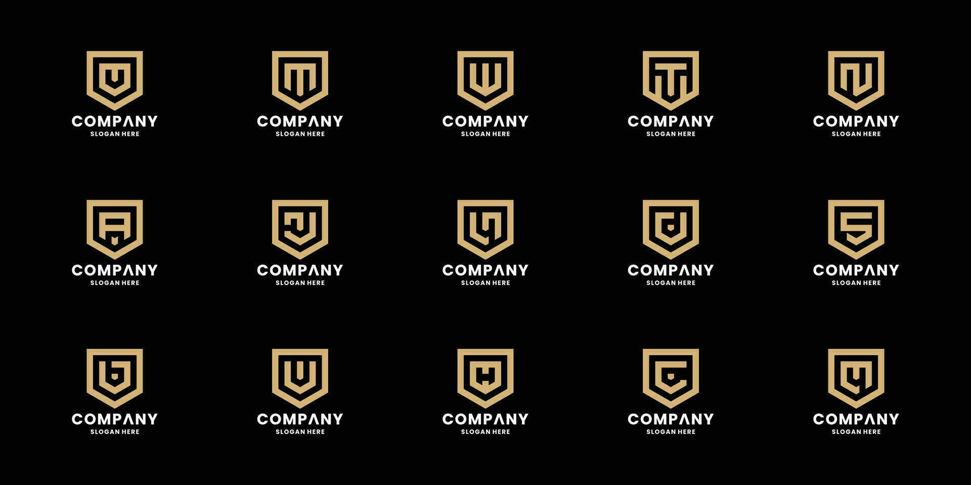set of shield with letter a to z logo combination. vector