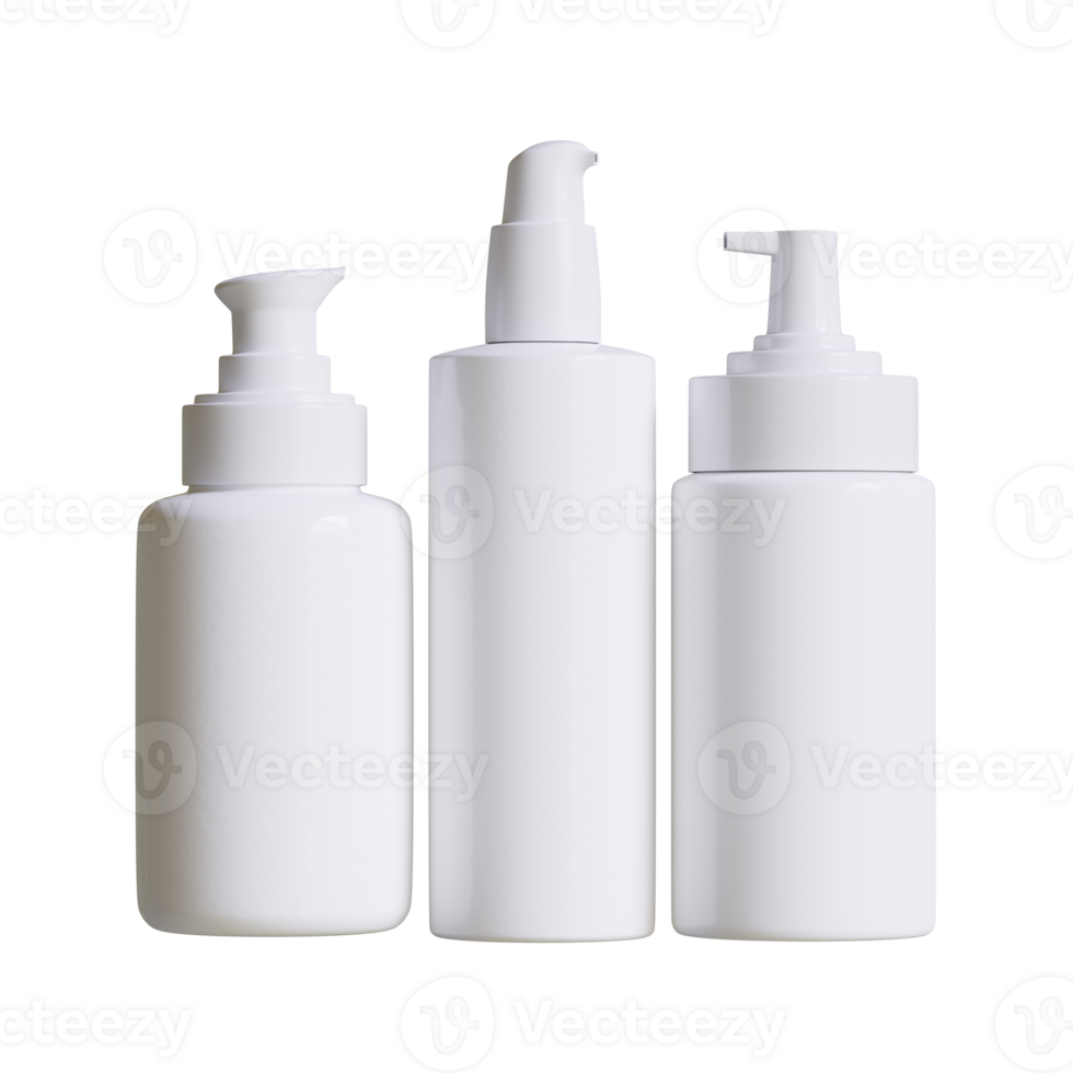 Cosmetic bottle cream or container with pump dispenser. Plastic cream tube. Cosmetic packaging mock up rendering png