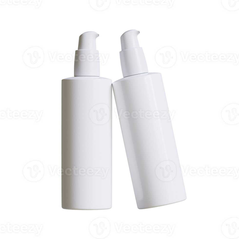 Cosmetic bottle cream or container with pump dispenser. Plastic cream tube. Cosmetic packaging mock up rendering png
