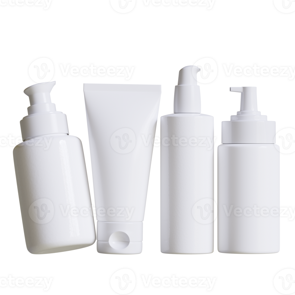 Cosmetic bottle cream or container with pump dispenser. Plastic cream tube. Cosmetic packaging mock up rendering png