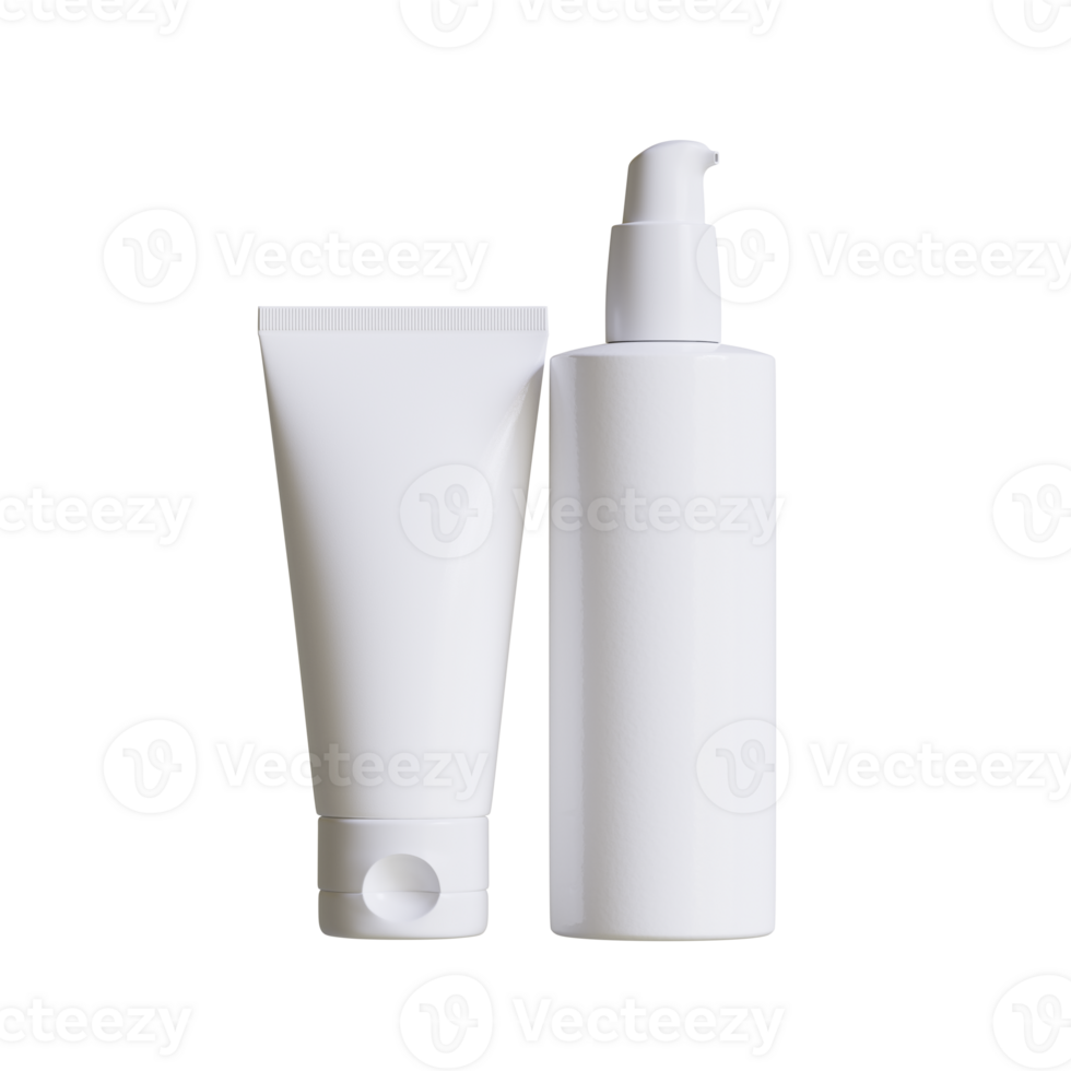 Cosmetic bottle cream or container with pump dispenser. Plastic cream tube. Cosmetic packaging mock up rendering png