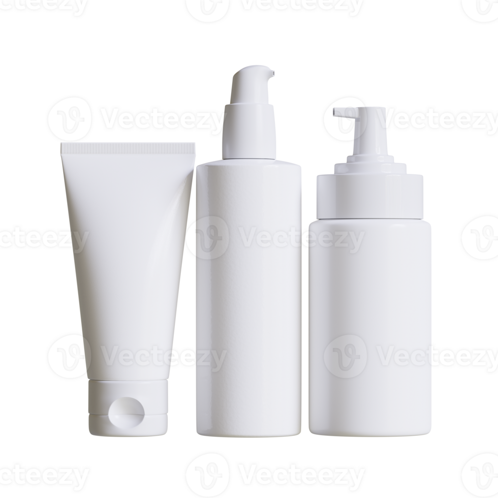 Cosmetic bottle cream or container with pump dispenser. Plastic cream tube. Cosmetic packaging mock up rendering png