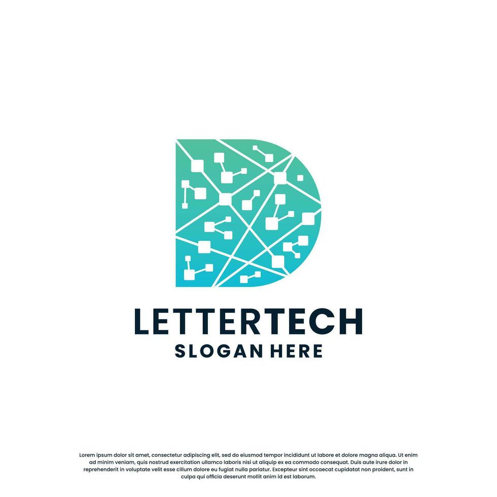 letter D logo design for technology, science and lab business company identity vector