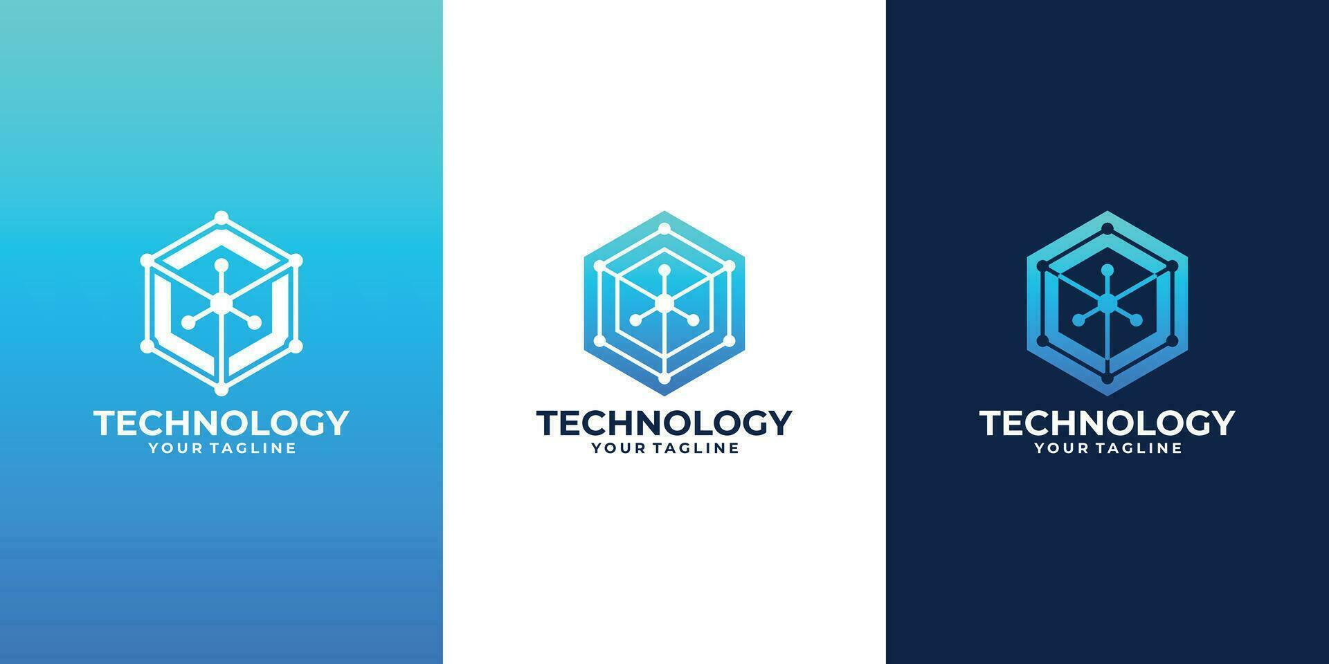abstract technology hexagon shape logo design inspiration. vector