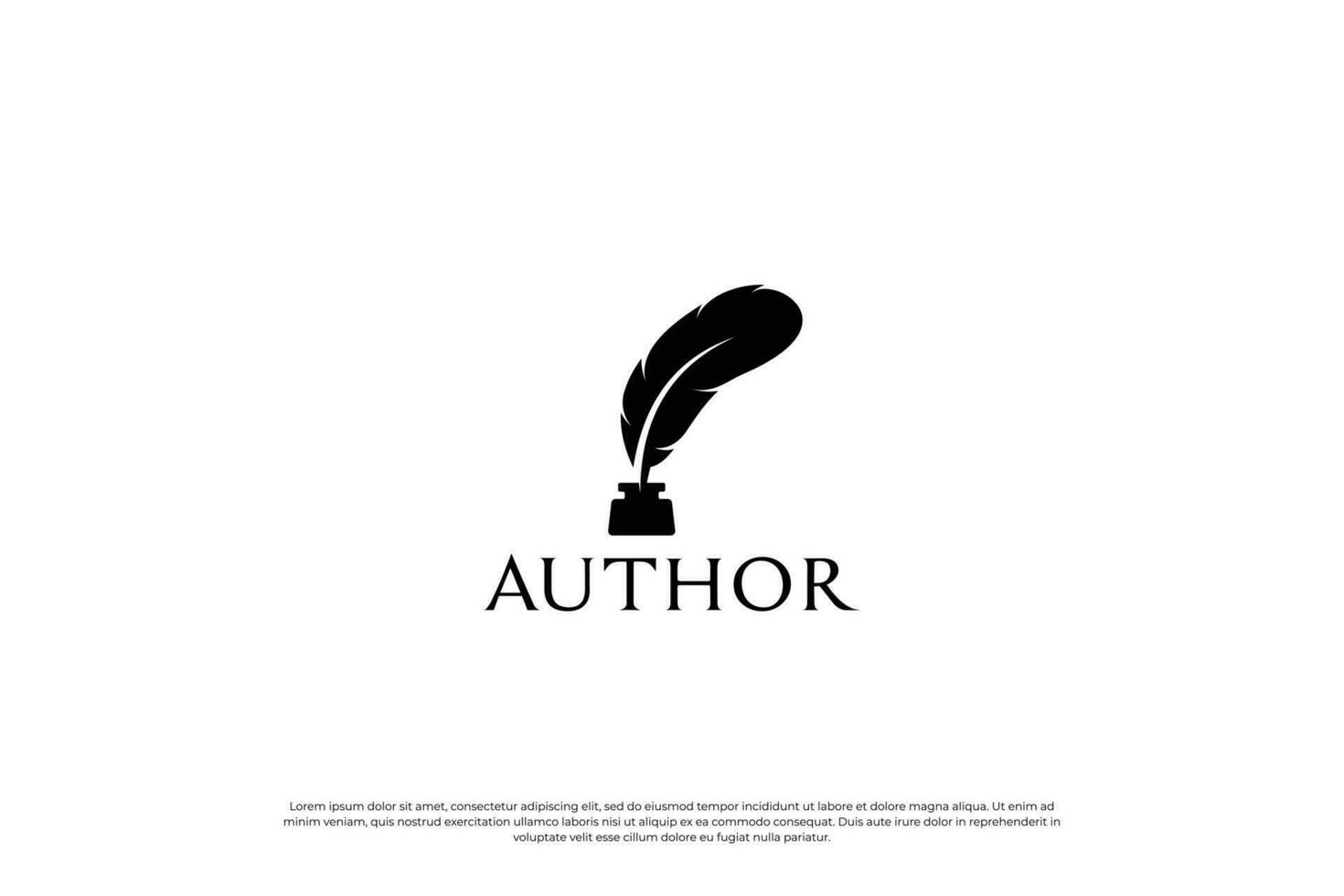 Quill pen signature logo design. Silhouette author ink template. vector