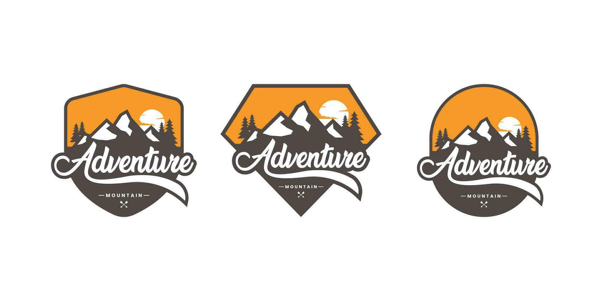 set of vintage emblem mountain exploration logo design template. vector