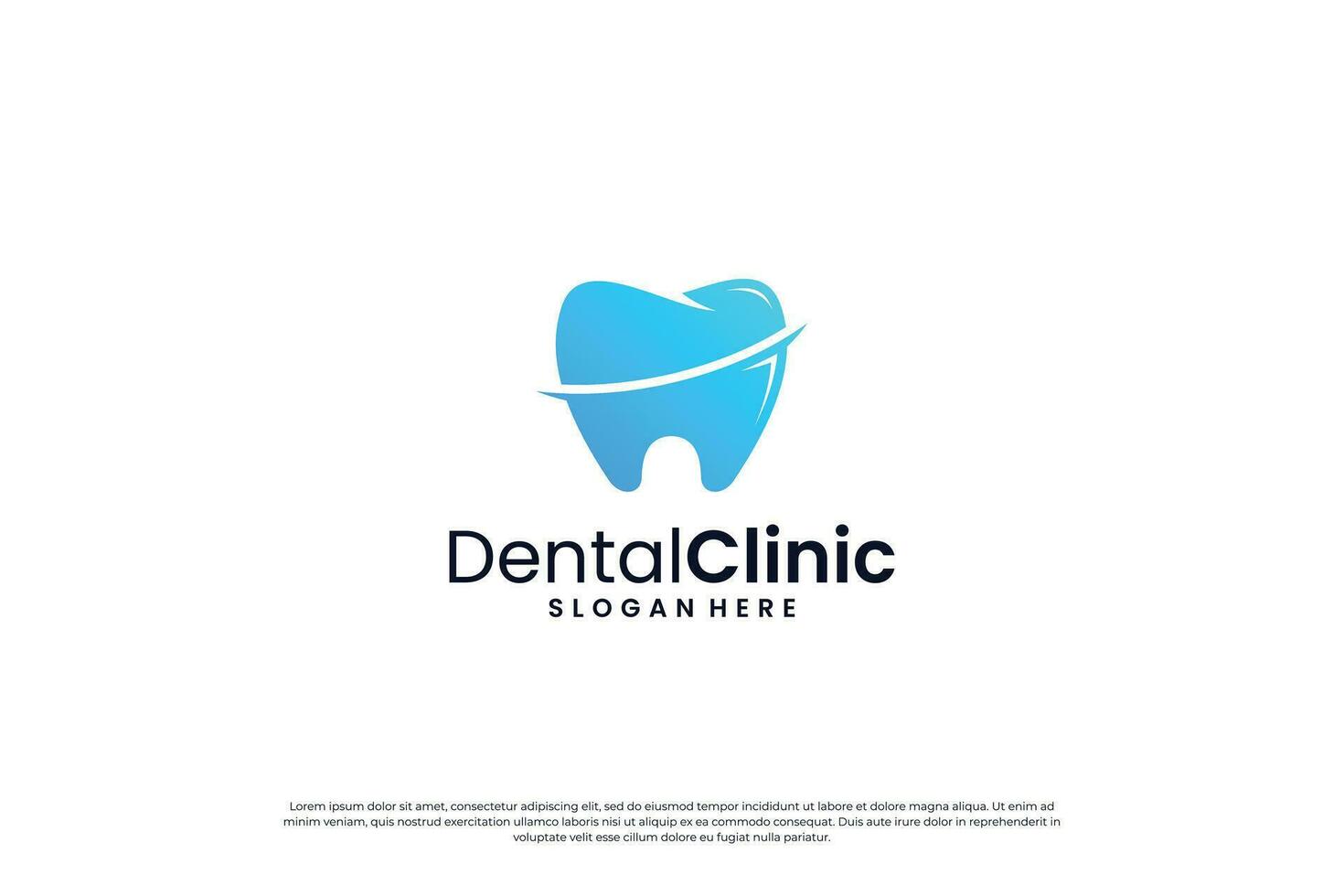 creativo dental clínica logo diseño con diente forma y degradado color. vector