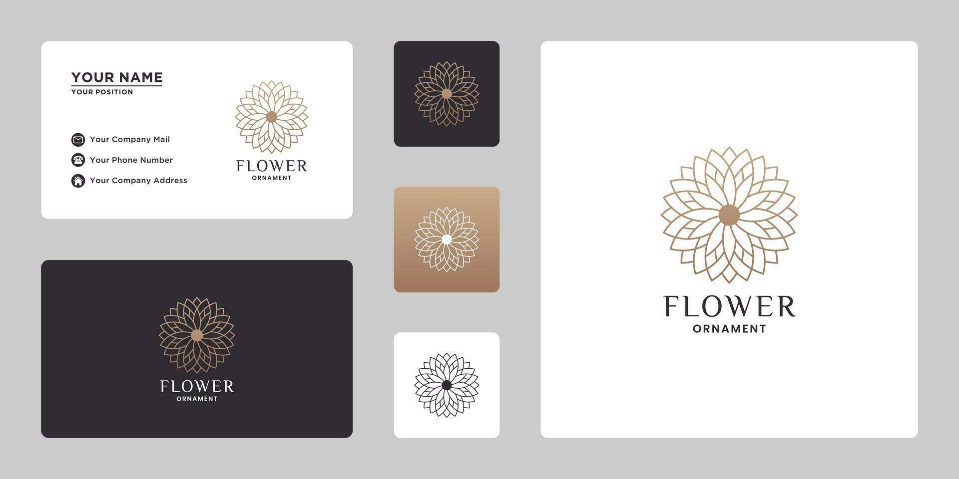 monograma flor ornamento logo diseño inspiración vector