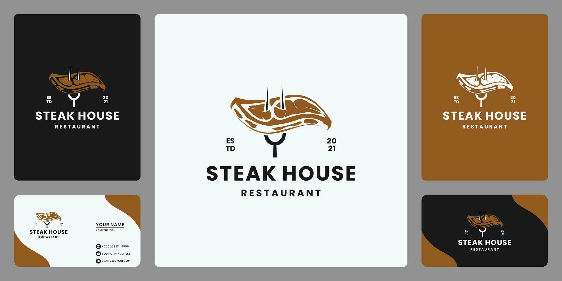 vintage fresh steak logo design templates for restaurant vector