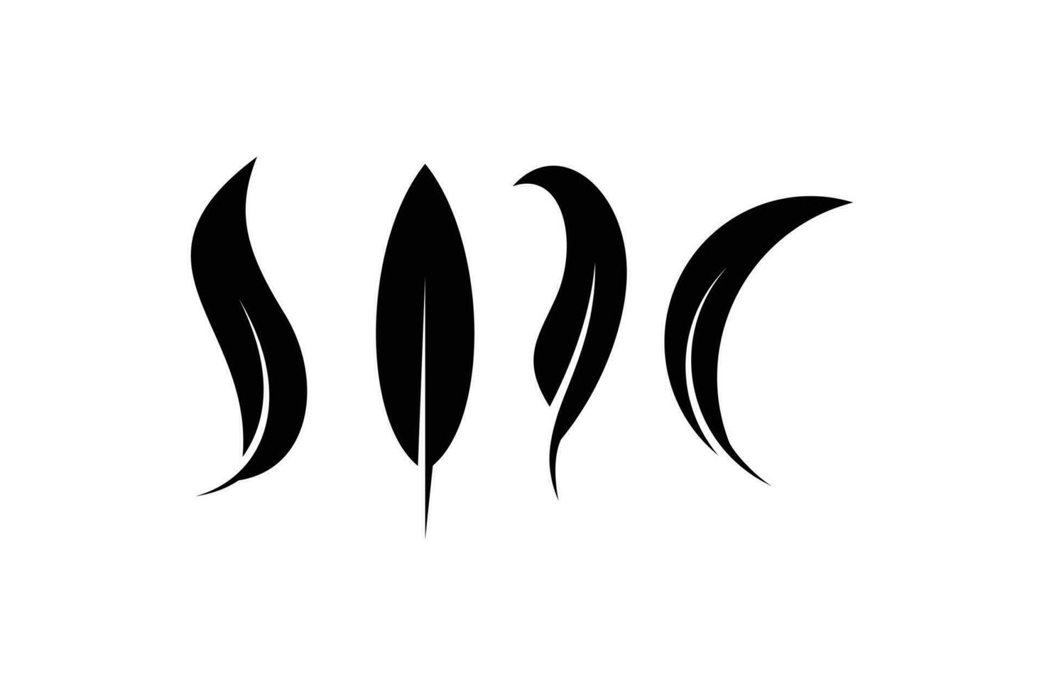 Feather vector icon logo collection. Silhouette feather pen symbol.