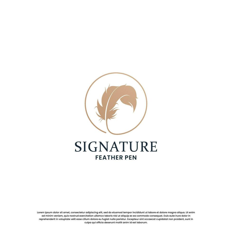 classic writer logo design. author logo feather with book combination. vector