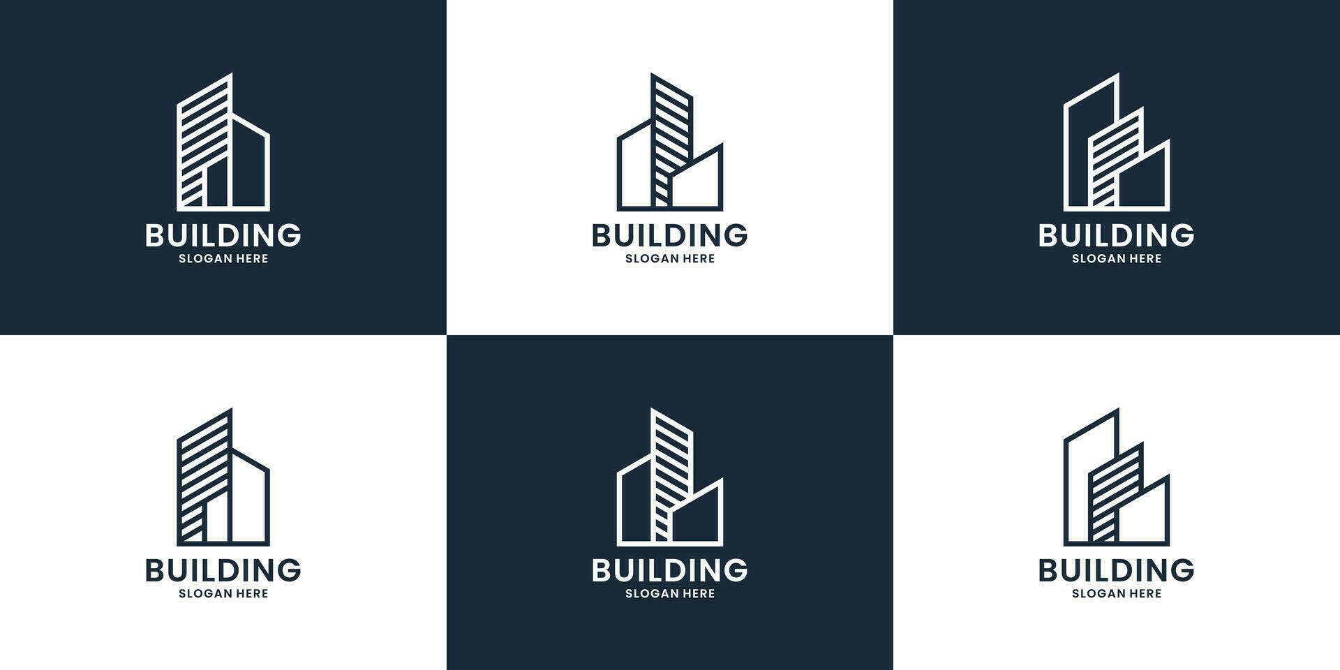 conjunto de edificio logo diseño para real inmuebles empresa vector