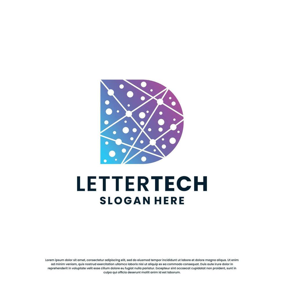 letter D logo design for technology, science and lab business company identity vector