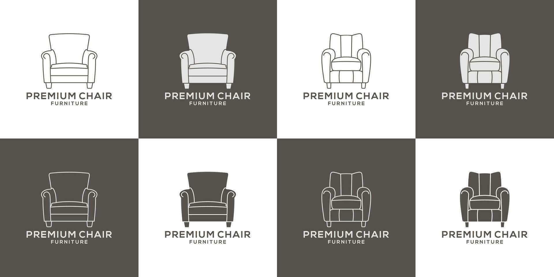 bundle premium furniture chair logo design vector