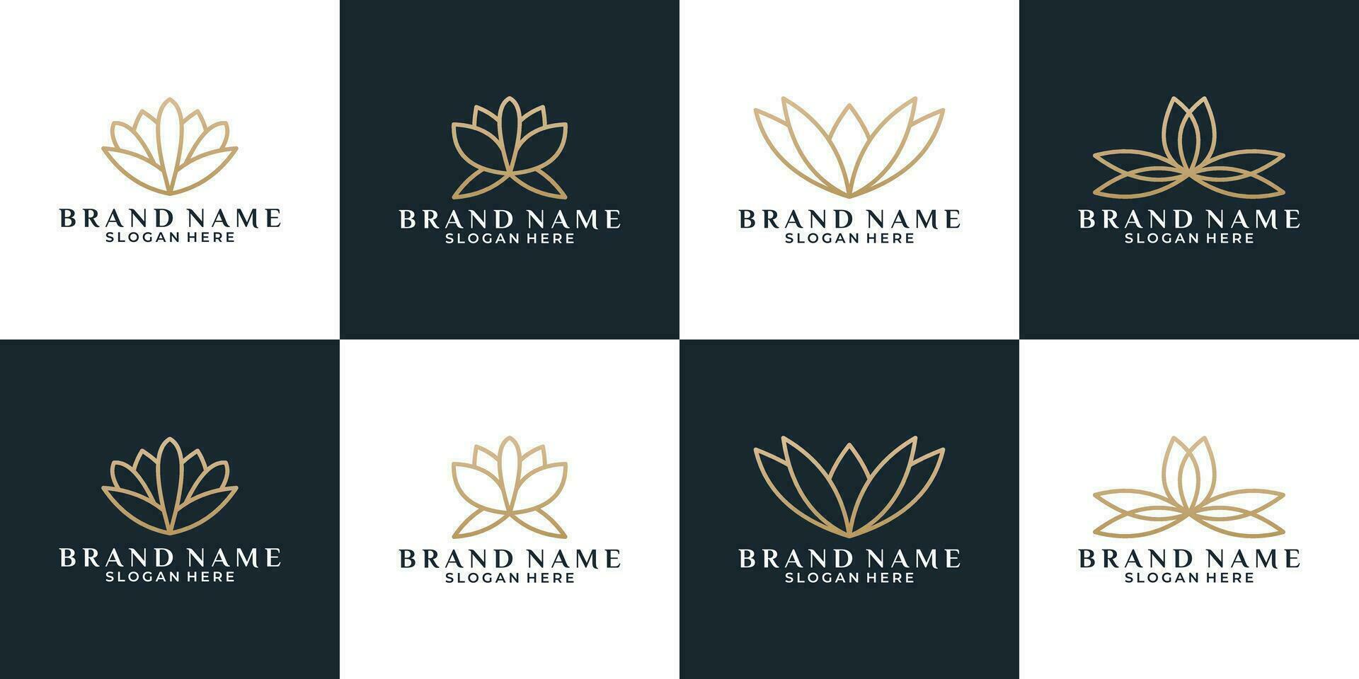 luxury bundle flower lotus logo design vector