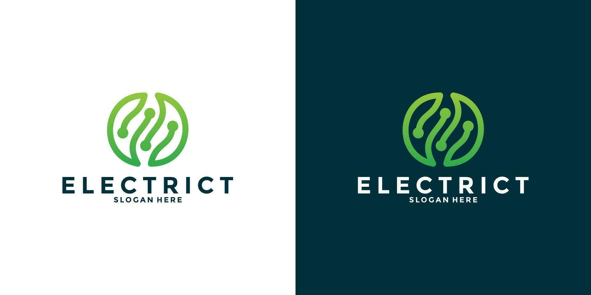 leaf tech electric logo design technology for your business vector