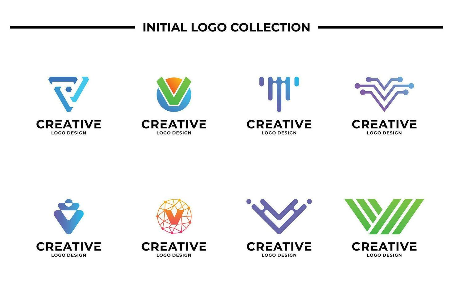 Set of creative letter V logo design template. Business logotype, Brand symbol and Icon abstract. vector