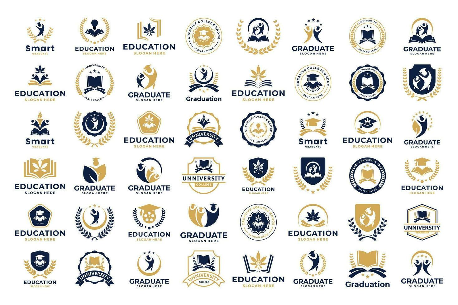 Set of University, Academy and School logo design badge. University emblem template. vector