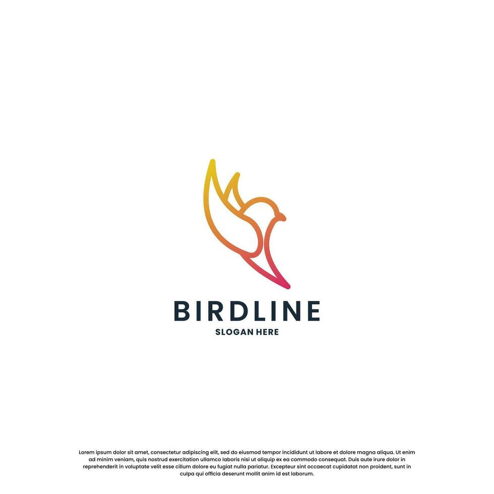 modern bird line logo design. minimalist bird logo template. vector