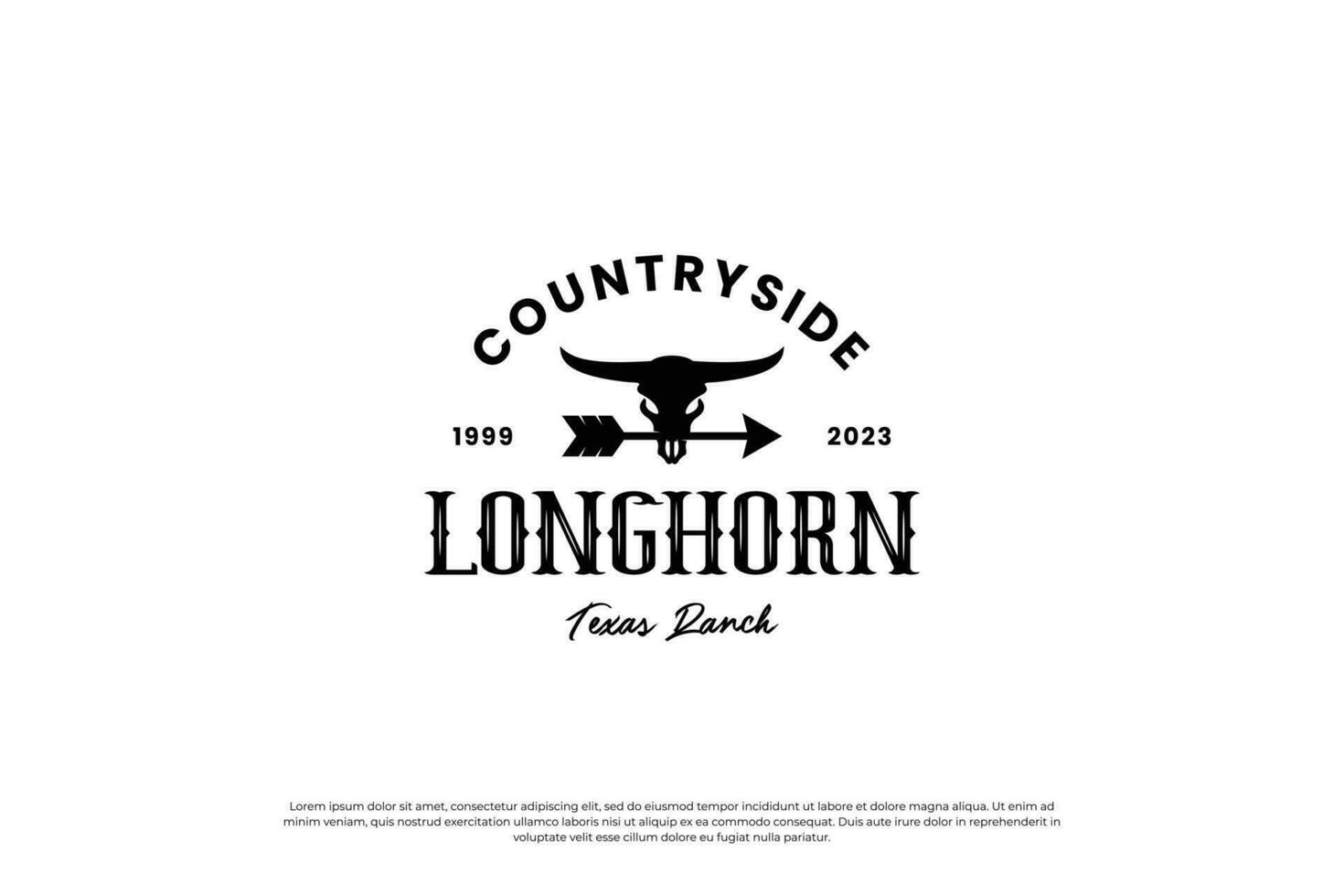Clásico Longhorn búfalo, vaca, toro logo diseño para tu negocio rancho vector