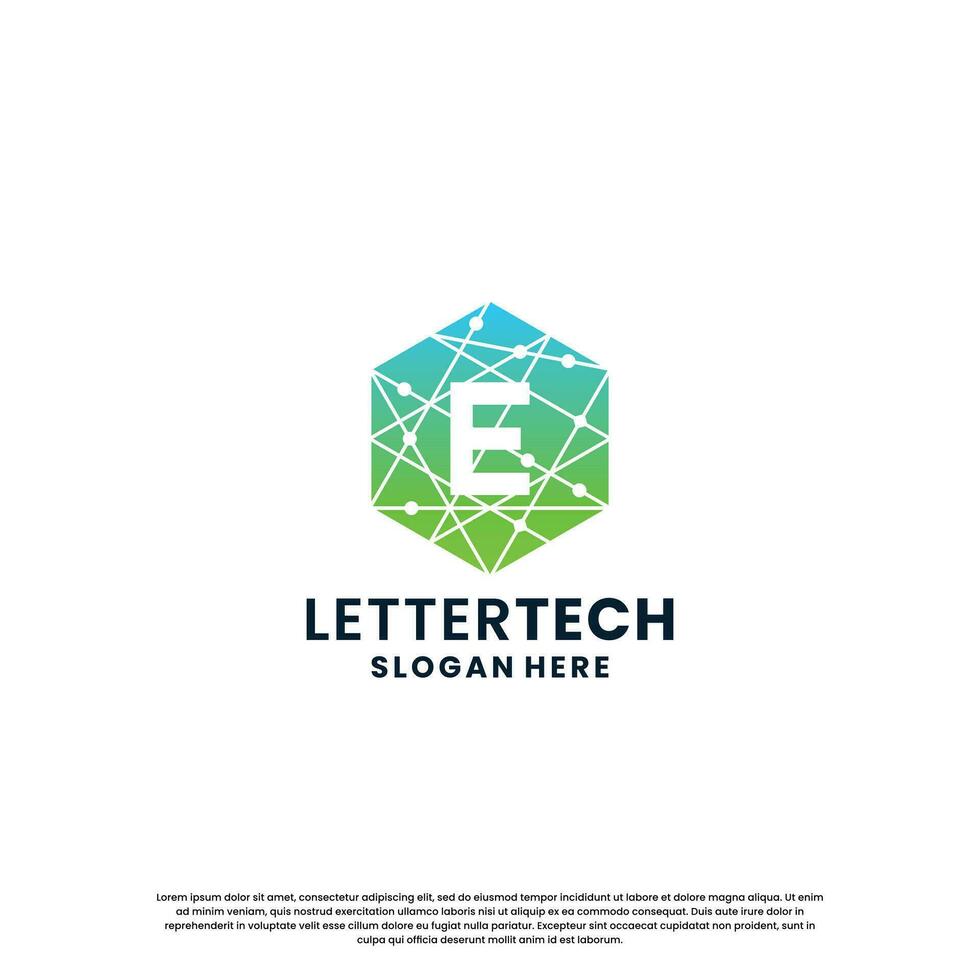 business letter E logo design for technology, lab, science, computing company vector