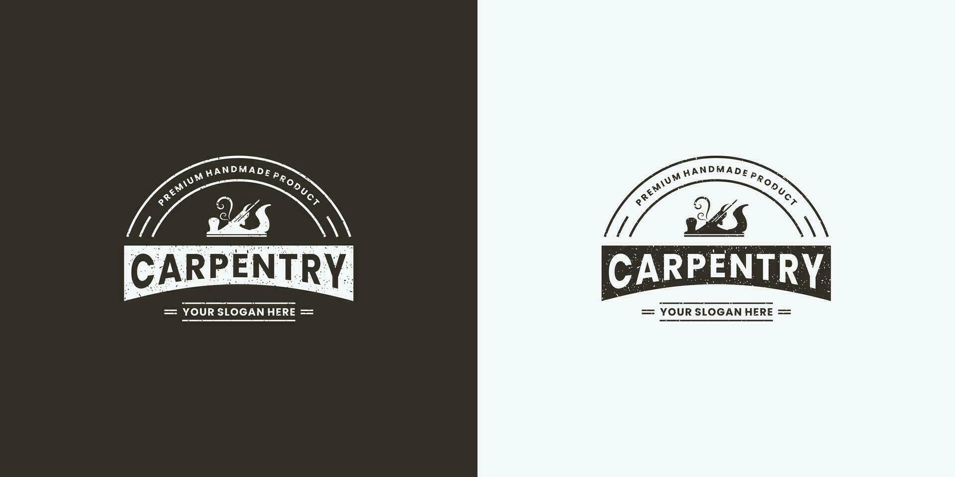 vintage carpentry logo design for wood worker industry vector