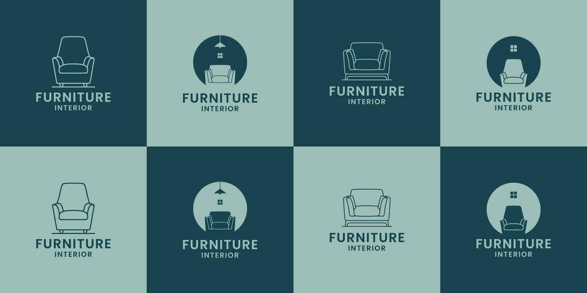 conjunto de mueble logo diseño. hogar interior mueble logo modelo vector