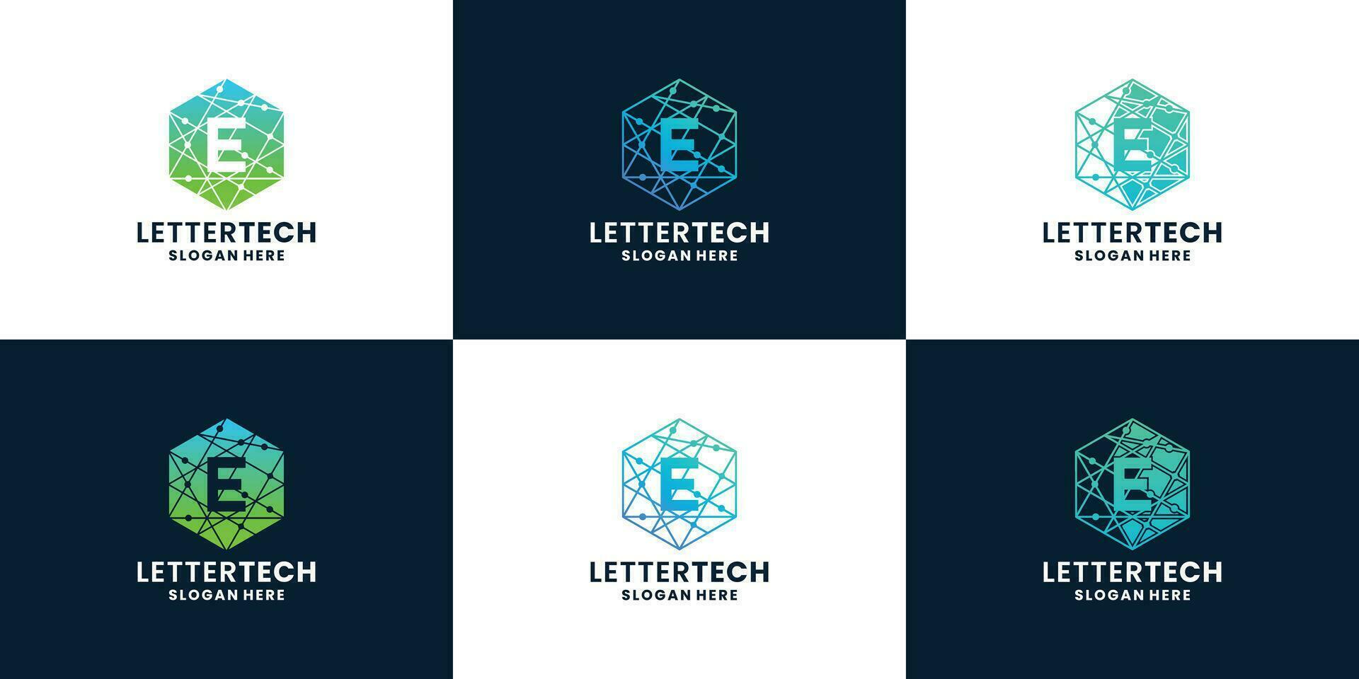 modern letter E technology logo vector collections