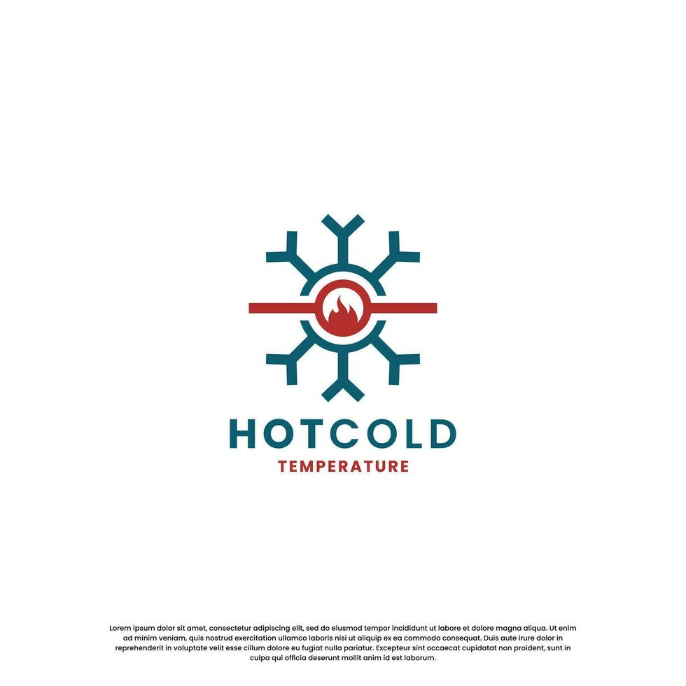 hot and cold logo design for temperature. snow and flame icon combination vector