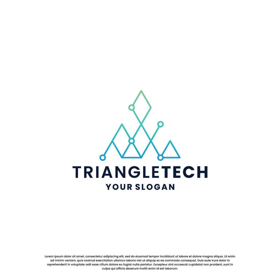 resumen logo para tecnología. triángulo forma y conexión circuito concepto vector
