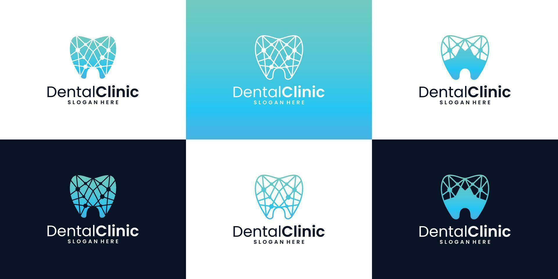 conjunto de creativo dental clínica logo diseño. diente símbolo concepto, odontología logo modelo. vector