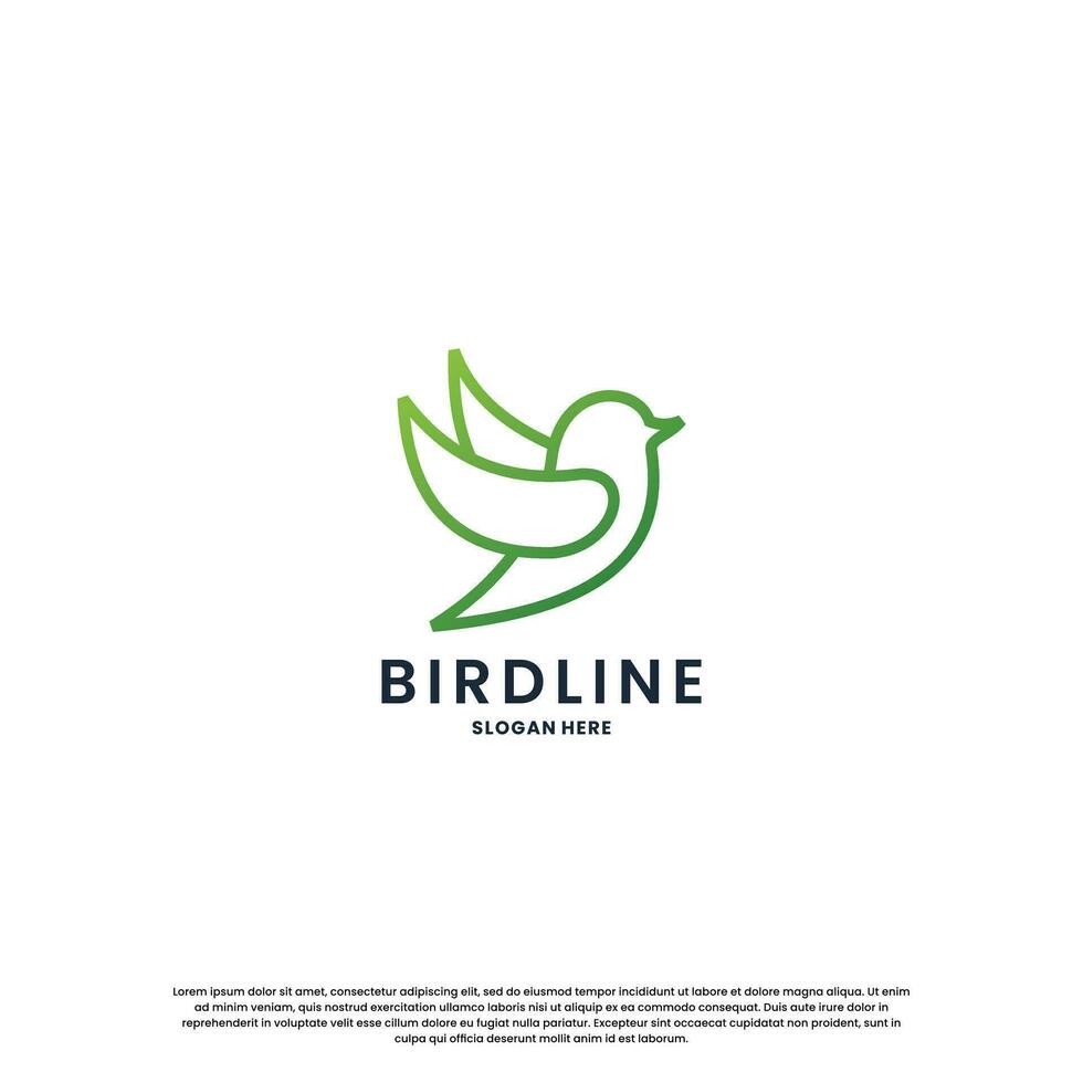 modern bird line logo design. minimalist bird logo template. vector