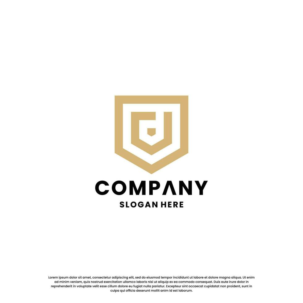 creative letter D combine with shield logo design monogram for your business identity vector