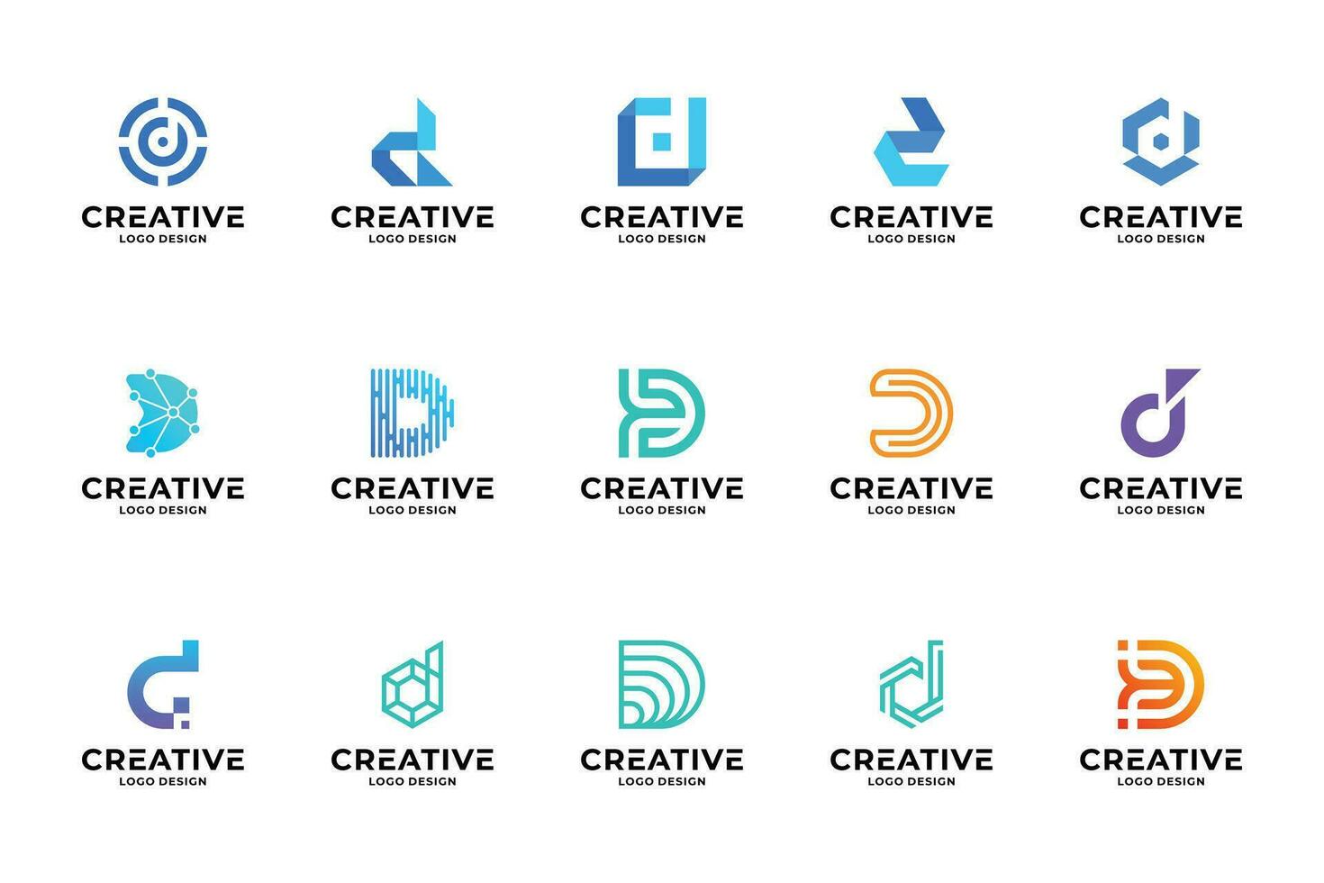 Set of creative initial letter D logo design. Collection of letter D logotype. vector