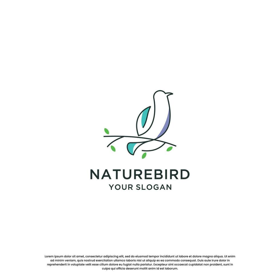 modern bird line logo design. minimalist bird logo template. vector